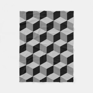 Big Pattern Black & Grays Fleece Deken