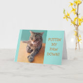 Big Paw Cat Birthday Kaart (Gele Bloem)