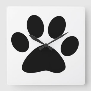 Big Paw Print Cute Giften Black White Cute Vierkante Klok