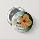 Big Peach Hibiscus Ronde Button 5,7 Cm (Voorkant /achterkant)