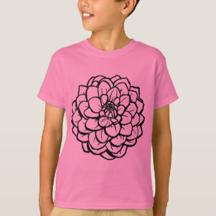 Big Pen en Ink Dahlia - Zwart op wit T-shirt
