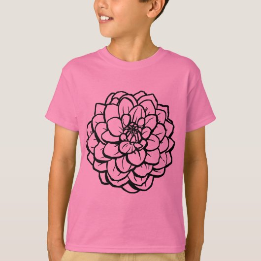 Big Pen en Ink Dahlia - Zwart op wit T-shirt (Voorkant)