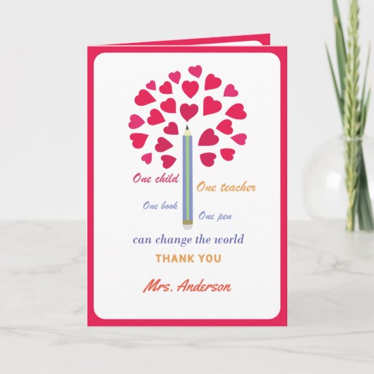 Big Pencil boom/lerarenwaardering Bedankkaart (Voorkant)
