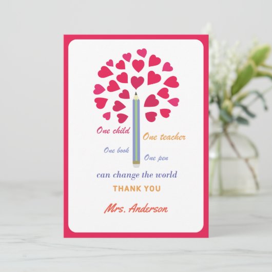 Big Pencil boom/lerarenwaardering Bedankkaart (Staand voorkant)