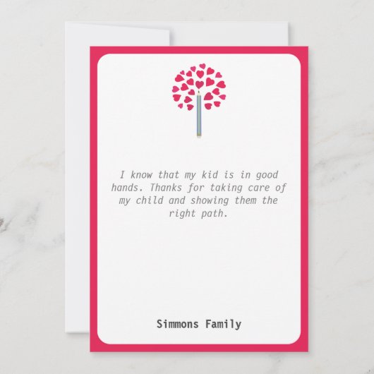 Big Pencil boom/lerarenwaardering Bedankkaart (Achterkant)