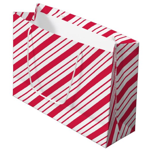 Big Peppermint Striped Gift Bag Groot Cadeauzakje (Voorkant Gekanteld)