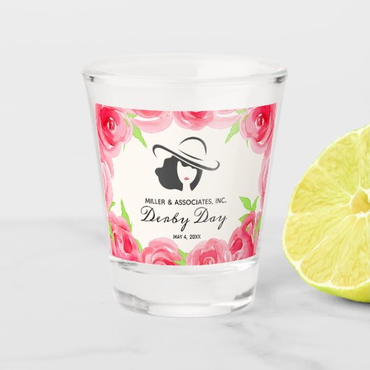 Big Pet Lady en Rozen Derby Day Favor Shot Glas (Voorkant)