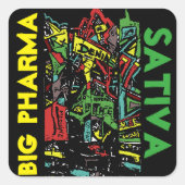 BIG PHARMA SATIVA VIERKANTE STICKER (Voorkant)