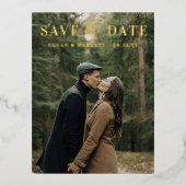 Big Photo Folie Save the Date Gold Folie Uitnodiging Briefkaart (Voorkant)