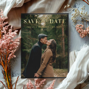 Big Photo Folie Save the Date Gold Uitnodiging Briefkaart