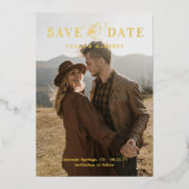 Big Photo Gold Foil Save the Date Folie Uitnodiging (Voorkant)