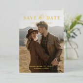 Big Photo Gold Foil Save the Date Folie Uitnodiging (Staand Voorkant)