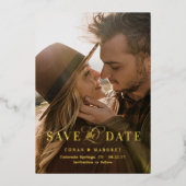 Big Photo Gold Foil Save the Date Folie Uitnodiging (Voorkant)