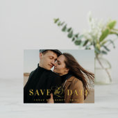 Big Photo Gold Foil Save the Date Folie Uitnodiging Briefkaart (Staand Voorkant)