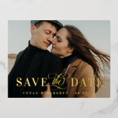Big Photo Gold Foil Save the Date Folie Uitnodiging Briefkaart (Voorkant)