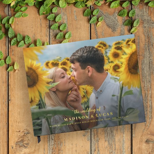Big Photo & Gold Letters Black the Wedding of Gastenboek