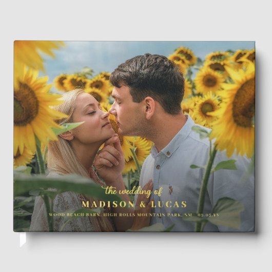 Big Photo & Gold Letters Black the Wedding of Gastenboek (Voorkant)