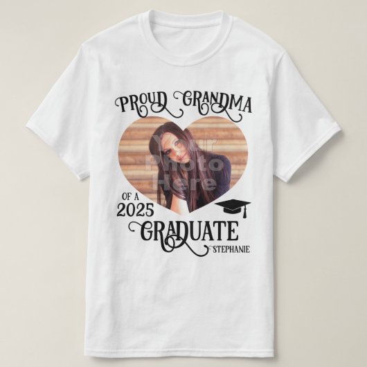 Big Photo Heart Proud Grandma 2023 Afstuderen T-shirt (Design voorkant)