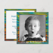 Big Photo Little Boy's Birthday Party Invitation Kaart (Voorkant / Achterkant)