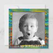 Big Photo Little Boy's Birthday Party Invitation Kaart (Voorkant)