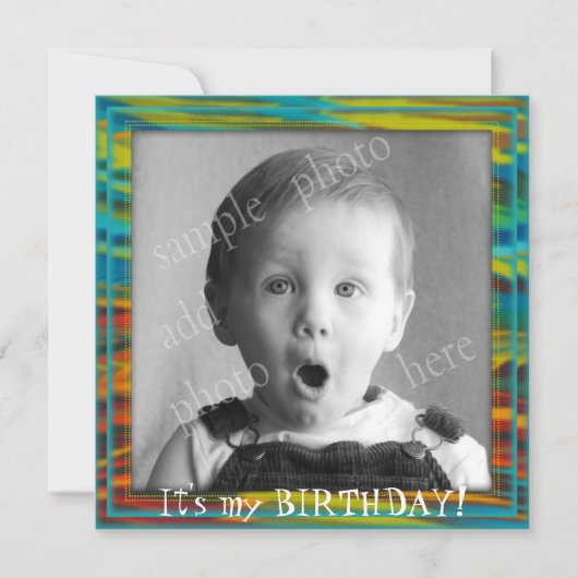 Big Photo Little Boy's Birthday Party Invitation Kaart (Voorkant)