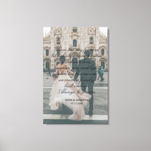 Big Photo Wedding Gift Script Calligraphy Vows Canvas Afdruk (Voorkant)