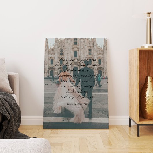 Big Photo Wedding Gift Script Calligraphy Vows Canvas Afdruk