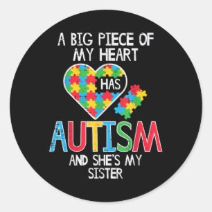 Big Piece heeft Autisme Zuster Bewustheid Ronde Sticker