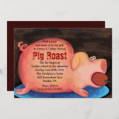 BIG PIGGY Pig Roast Bar-B-Que Party Invitation Kaart (Voorkant / Achterkant)