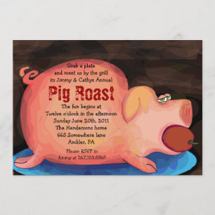 BIG PIGGY Pig Roast Bar-B-Que Party Invitation Kaart