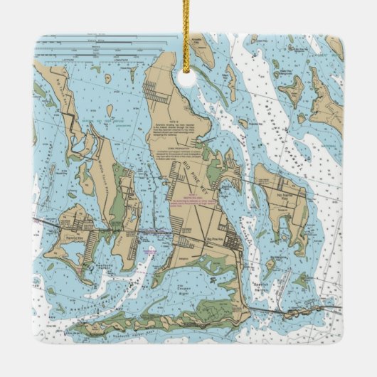 Big Pine Key Florida Nautical Chart Keramisch Ornament (Achterkant)