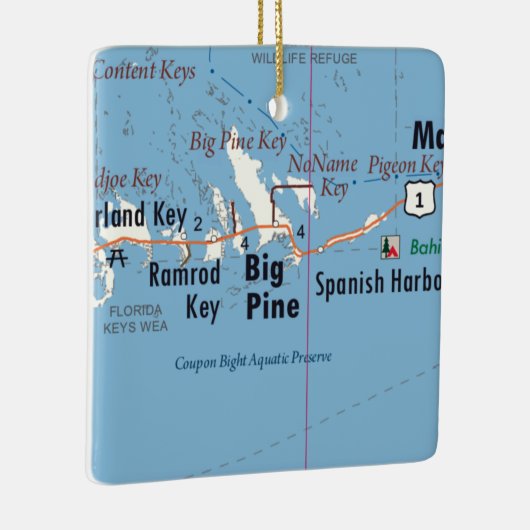 Big Pine Key Map Keramisch Ornament (Rechts)