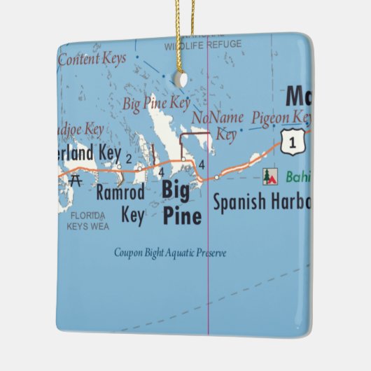 Big Pine Key Map Keramisch Ornament (Links)