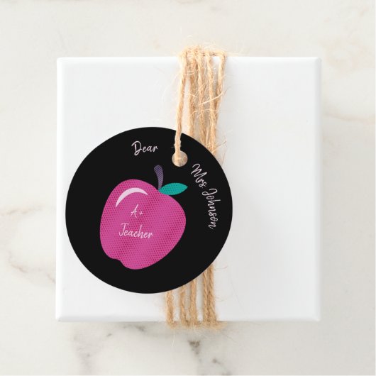 Big Pink Apple-docent Gift-Labels Bedankjes Labels (In situ)