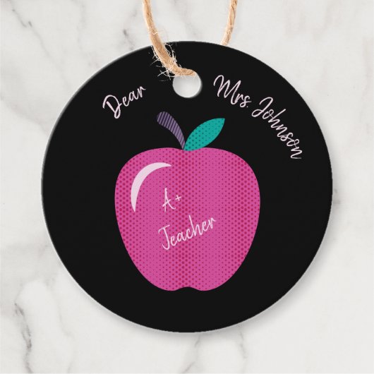 Big Pink Apple-docent Gift-Labels Bedankjes Labels (Voorkant)