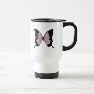 Big Pink & Black Butterfly - Personaliseer uw wens Reisbeker