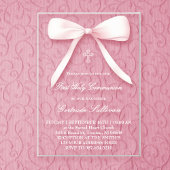 big pink bow | First Communion Acryl Uitnodigingen