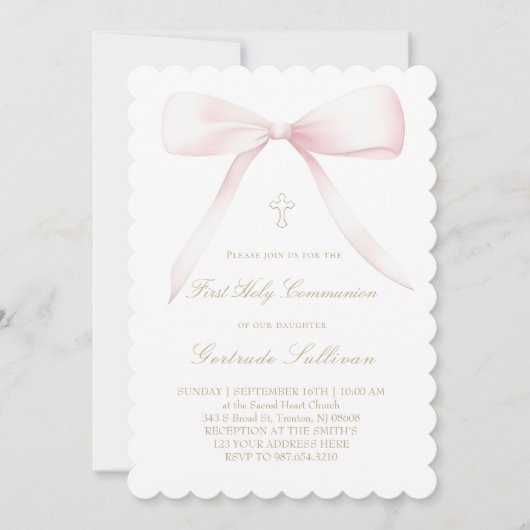 big pink bow | First Communion Kaart (Voorkant)