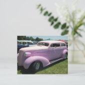 Big Pink Car Briefkaart (Staand voorkant)