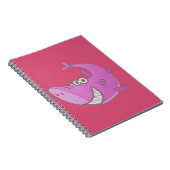 Big Pink Cartoon Shark Notitieboek (Rechterzijde)