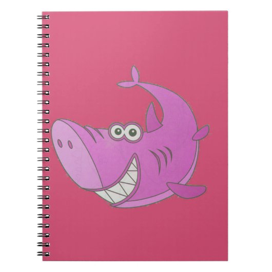 Big Pink Cartoon Shark Notitieboek (Voorkant)