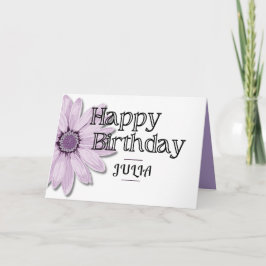 Big Pink Daisy Chic Happy Birthday Custom Name Kaart