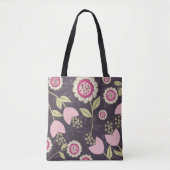 Big Pink Floral Tulip Pattern Tote Bag (Voorkant)