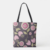 Big Pink Floral Tulip Pattern Tote Bag (Achterkant)