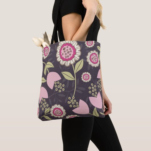 Big Pink Floral Tulip Pattern Tote Bag (Dichtbij)