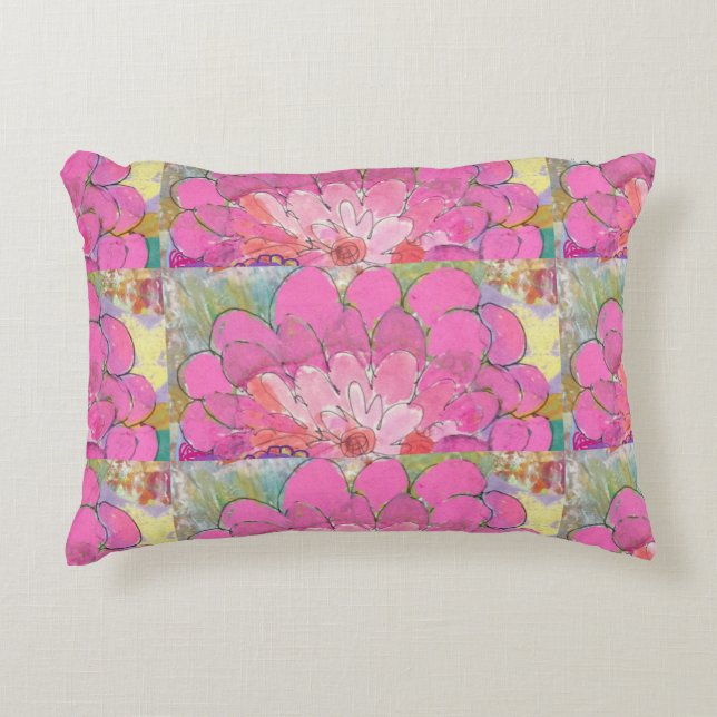 Big Pink Flower Accent Kussen (Voorkant)