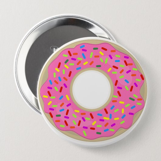 Big Pink Frosted Donut Ronde Button 4,0 Cm (Voorkant /achterkant)