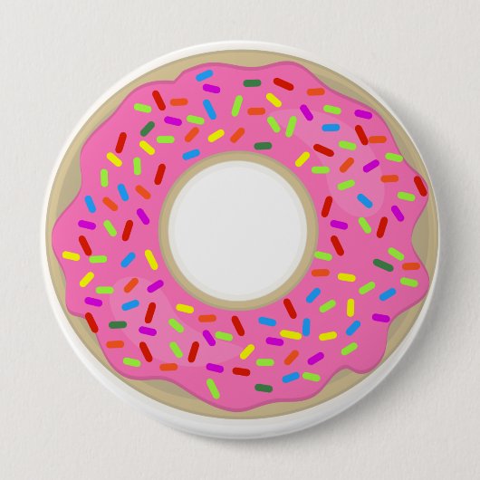 Big Pink Frosted Donut Ronde Button 4,0 Cm (Voorkant)