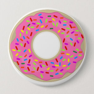 Big Pink Frosted Donut Ronde Button 4,0 Cm