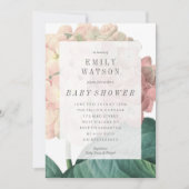 Big Pink Green Flower Baby shower Invitation Kaart (Voorkant)